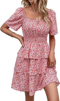 Floral Print Square Neck A-Line Dress
