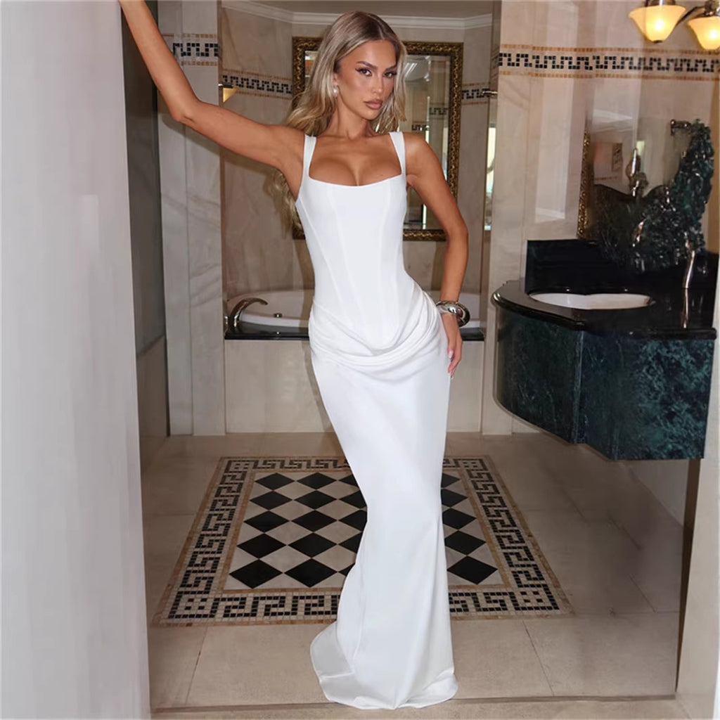 Slim Fit Bodycon Dress Square Neck