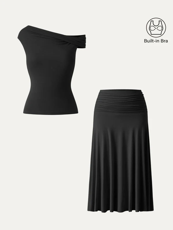 Off-Shoulder Slim Fit Dress Set