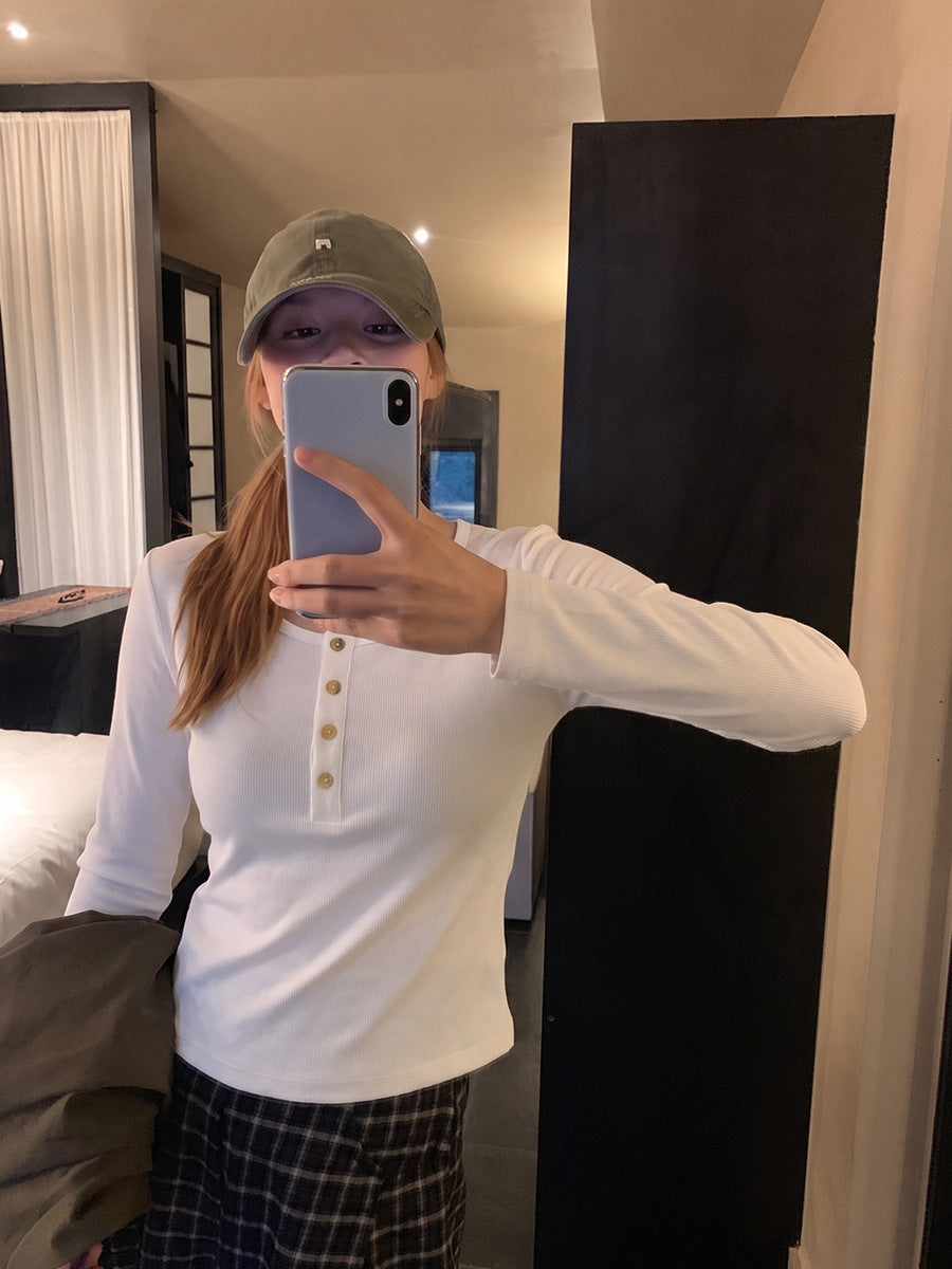 Lady's long-sleeved viscose blend cotton T-shirt