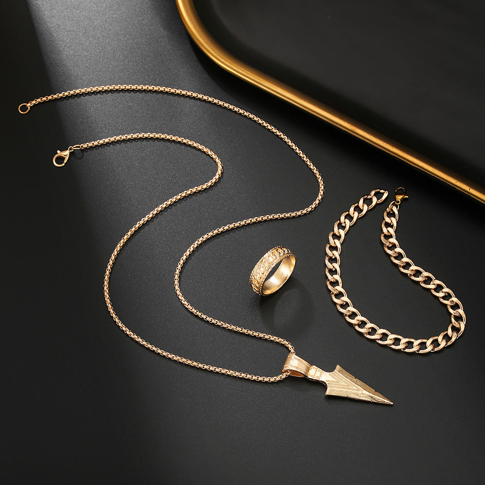 Cross Pendant Jewelry Set Necklace Bracelet Ring