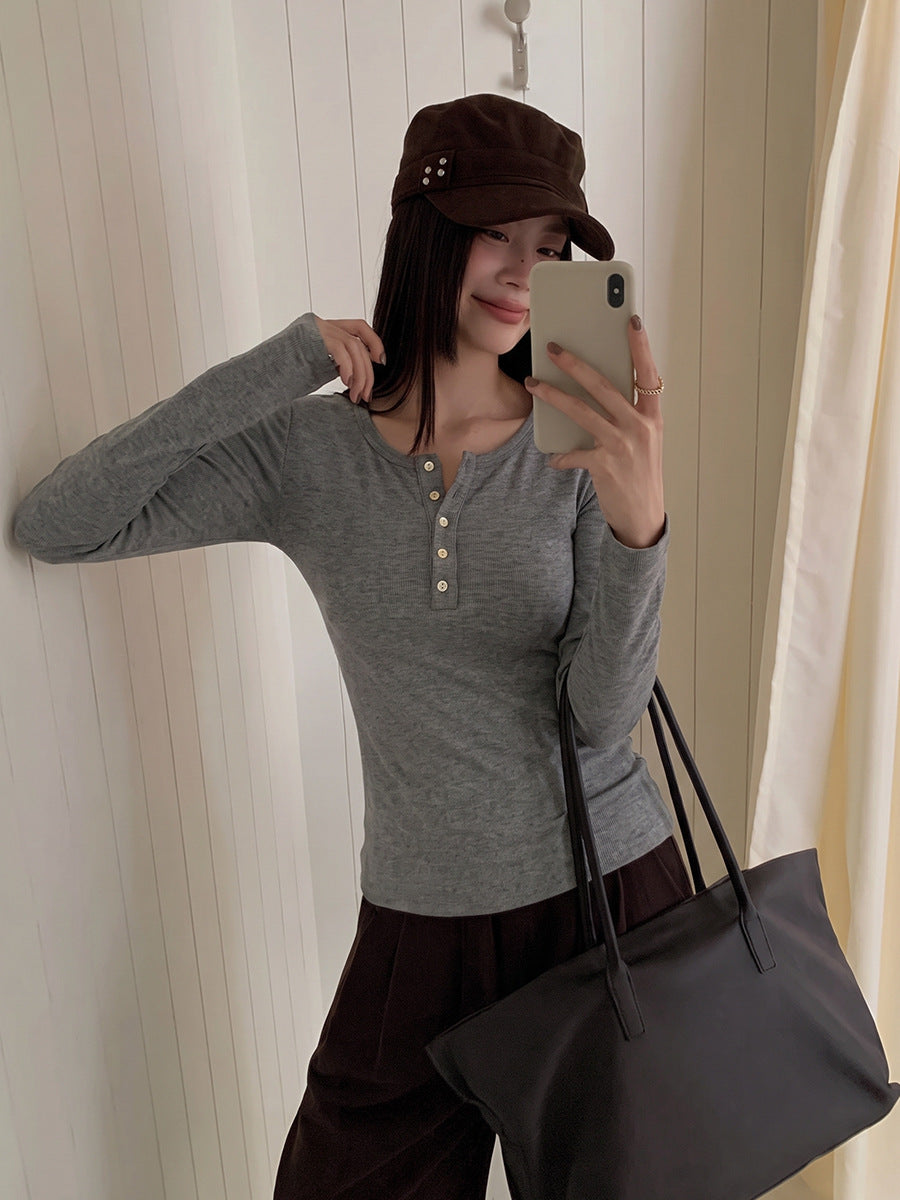 Lady's long-sleeved viscose blend cotton T-shirt
