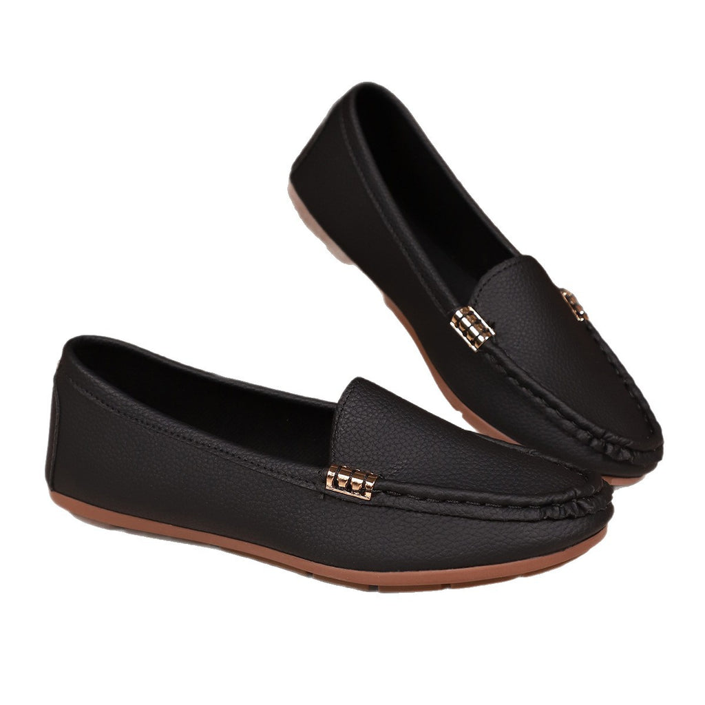 Women Soft Leather Slip-On Loafers Non-Slip Casual Flat Shoes