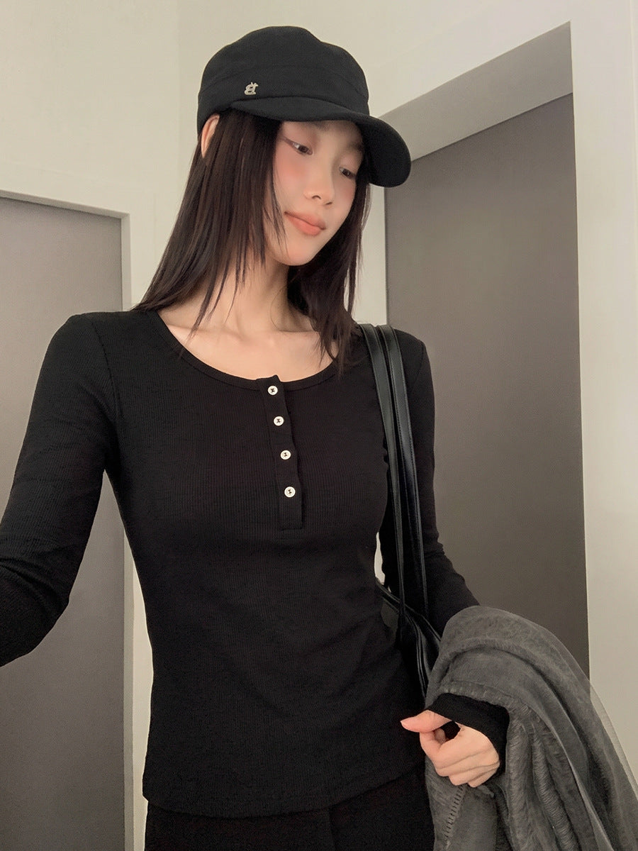 Lady's long-sleeved viscose blend cotton T-shirt