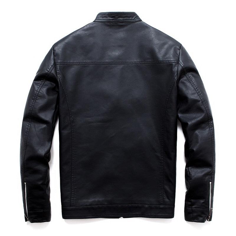 Men's Black Faux Leather Slim Fit Motorcycle Jacket