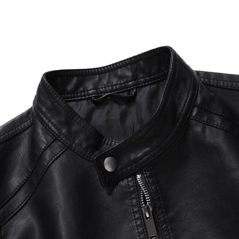 Men's Black Faux Leather Slim Fit Motorcycle Jacket