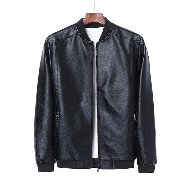 Men's Black Faux Leather Slim Fit Motorcycle Jacket