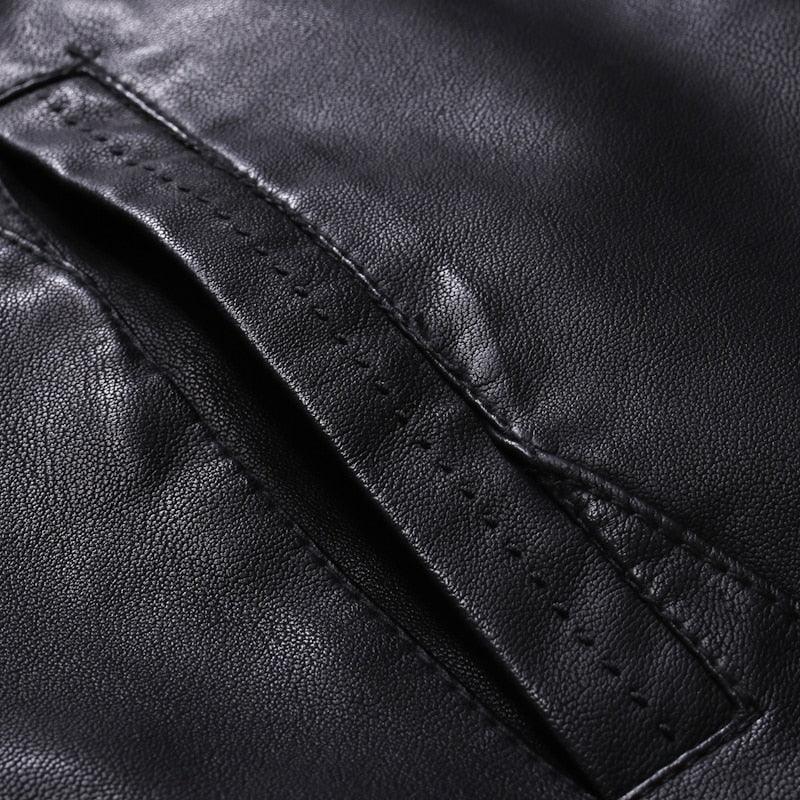 Men's Black Faux Leather Slim Fit Motorcycle Jacket