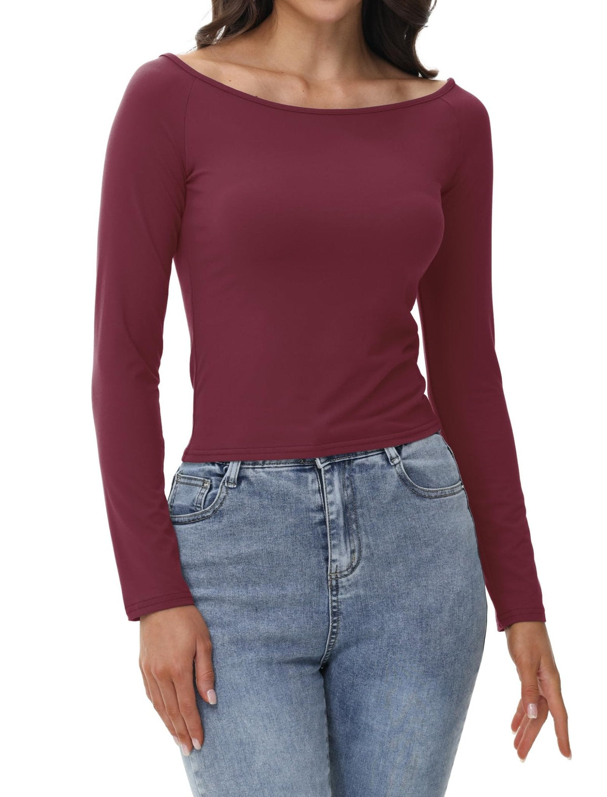 Womens Off The Shoulder Tops Long Sleeve Going Out Basic Shirts Cute Y2K Fall Trendy Fashion 2025